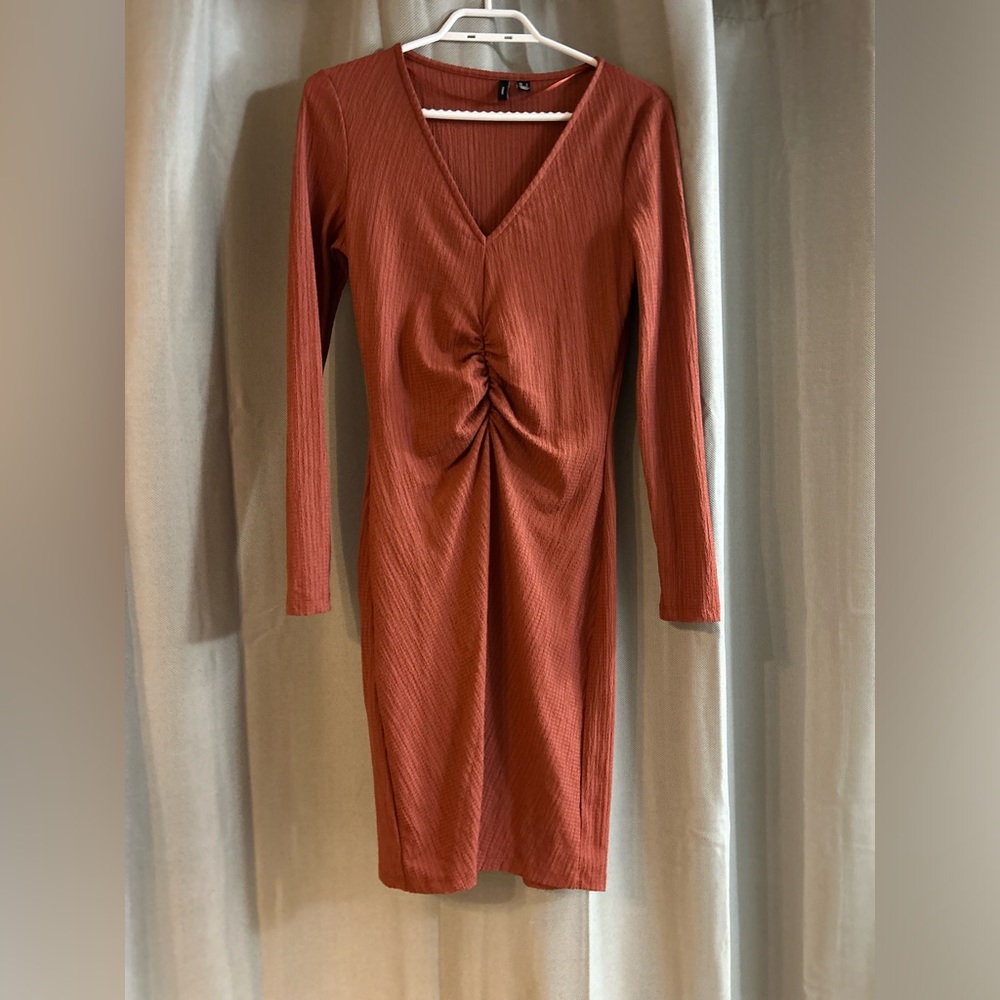 Vero Moda Rust Long Sleeve Dress